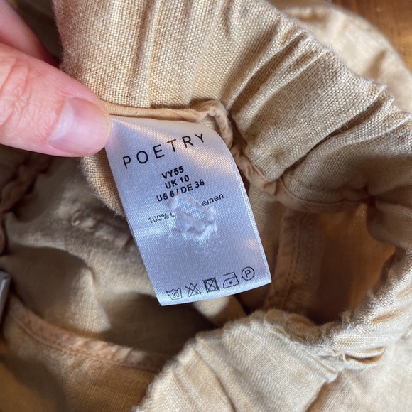 Poetry Cropped Trousers Garment-Dyed Linen in Buttermilk Cream Yellow Lagenlook - Picture 9 of 11